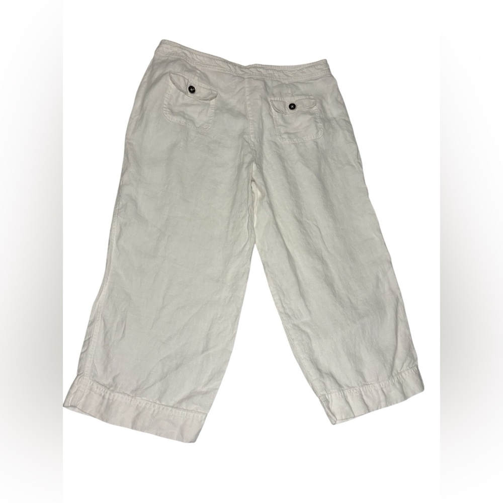 Talbots Pure Irish Linen Crop Pants Women Sz 16 White Lagenlook Beachy Classic - Picture 4 of 10